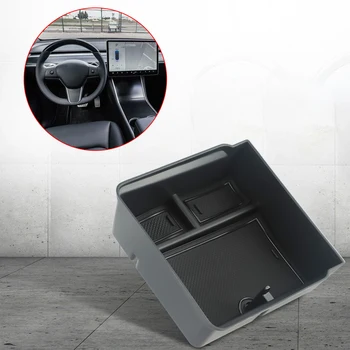 1 шт. Коробка для хранения подлокотника в салоне автомобиля, материал ABS, Автомобильная замена для Tesla Model 3 Highland 2024, черный