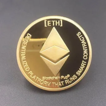 1 шт. Сувенирная монета Ethereum coin internet theme ETH ripple coin 24K с позолотой 40 мм