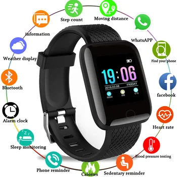 116 Plus Смарт-часы Bluetooth Фитнес-трекер Спортивные часы D13 Пульсометр Артериальное давление Смарт-браслет для Android IOS
