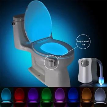 16 Цветов Ночник для сиденья унитаза с датчиком движения PIR, водонепроницаемая подсветка для унитаза, светодиодная лампа Luminaria, светильник для туалета в туалете.