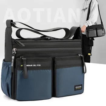 2023 Новые сумки на одно плечо, мужские Оксфордские водонепроницаемые сумки, карманы, сумки через плечо, Многослойные Легкие Классические дизайнерские