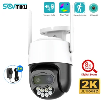 2K 4MP Smart PTZ WiFi Камера Наблюдения С Двойным Объективом и 8-Кратным Гибридным Зумом, Автоматическое Отслеживание Ночного Видения, IP-Камера Видеонаблюдения, Защита Безопасности