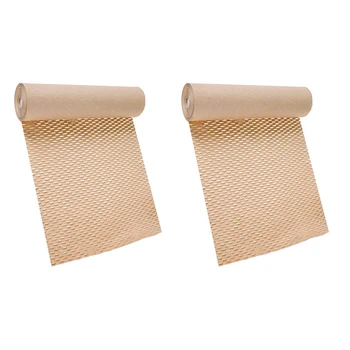 2X Рулон крафт-бумаги с прокладочной упаковочной бумагой в виде сот размером 11,8 дюйма X 65 футов, экологически чистая защитная пленка в виде сот