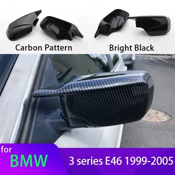 2x Черная крышка бокового зеркала заднего вида из углеродного волокна для BMW E46 318i 318d 320d 320i 323i 325i 328i 330d 330i 330xi 1998-2005