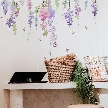 30 * 60 см Растения Цветы Бабочка Наклейка на стену Красочная Цветочная Художественная наклейка Креативное украшение для дома в гостиной