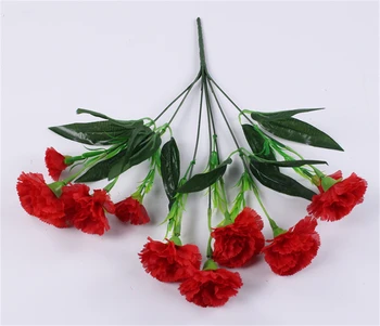 38 см 10 головок гвоздики Букет искусственных цветов Поддельный цветок для декора свадебной церемонии Украшение букета для дома и сада