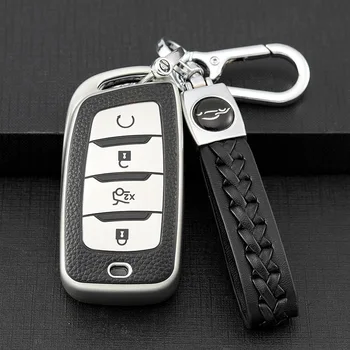 4 Кнопки TPU + Кожаный Чехол Для Ключей Автомобиля Changan CS85 CS35 Plus CS25 CS95 CS85 Coupe Защита От Бесключевого Доступа Дистанционным Ключом