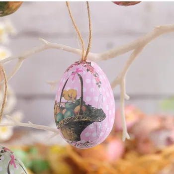 6шт Пластиковая подвеска в виде яйца, новое подвесное Пасхальное яйцо с рисунком Кролика, названия поролоновых пасхальных яиц с рисунком бабочки