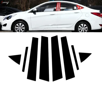 8ШТ Полированных стоек для Hyundai Accent Solaris Седан 2011 2012 2013 2014 -2018 Наклейки для отделки дверных стекол