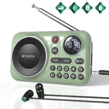 FM-радио Bluetooth 5,0 Динамик Портативное Мини-Радио Для пожилых людей HiFi TF/USB MP3 Музыкальный Плеер Поддержка Записи В наушниках