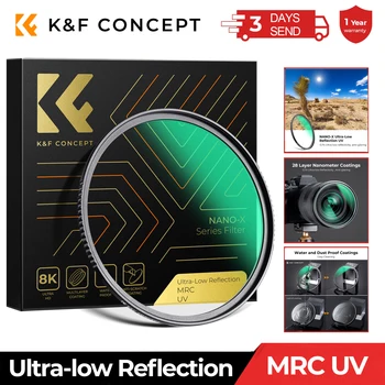 K & F Concept УФ-фильтр со сверхнизким отражением с 28 Многослойными покрытиями MRC Оптическое стекло 37-95 мм для объективов камер серии Nano-X