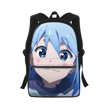 Konosuba Aqua милый аниме Мужской женский рюкзак с 3D принтом, модная студенческая школьная сумка, рюкзак для ноутбука, детская дорожная сумка через плечо