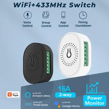 Tuya 16A Wifi + RF 433 Мини-Переключатель С Выключателем Питания Двухстороннее Реле Таймера Smart Life Breaker Работает С Alexa Home