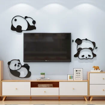 WS305 Фоновое украшение для телевизора в гостиной, милая красная панда, самоклеящаяся наклейка на стену, планировка прикроватной тумбочки в детской спальне