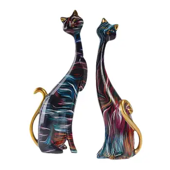Абстрактные пары, Статуэтки кошек, картина маслом, любители смолы, Скульптура кошки для настольных украшений, подарок для домашнего декора, офиса