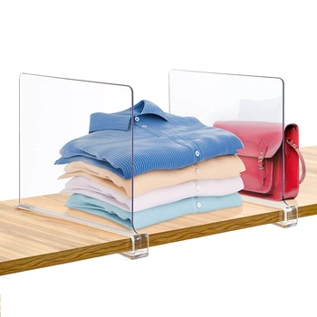 Акриловые разделители полок, прозрачная перегородка для шкафов для одежды, Разделители сумочек, Органайзер для полок в спальне