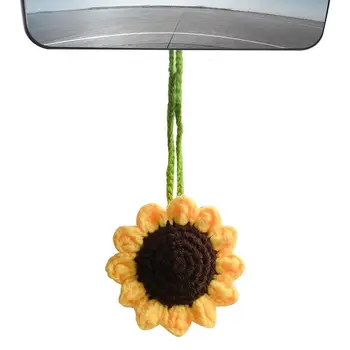Аксессуары для подвешивания автомобильных зеркал в виде подсолнуха, Вязание крючком, Украшение для автомобильных зеркал заднего вида в виде цветка