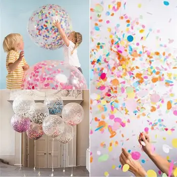 Аксессуары смешанные цвета Детский душ Розовые точки Украшения для свадебной вечеринки Конфетти Из папиросной бумаги Воздушные шары с начинкой круглые