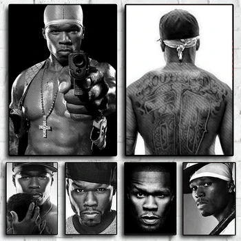 Американский хип-хоп рэп-музыкант, певица 50 Cent, портрет на холсте, настенная художественная картина, Эстетическое украшение дома для комнаты, подарок фанатам