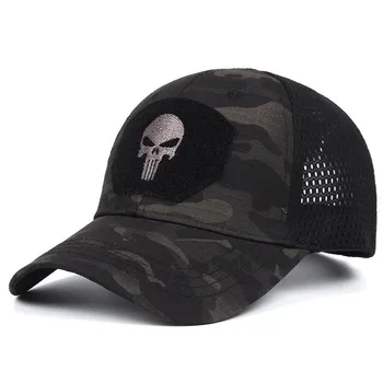 Армейская камуфляжная военная бейсболка Для мужчин и женщин, охотничья шляпа дальнобойщика с черепом, Сетчатые регулируемые бейсболки с солнцезащитным козырьком