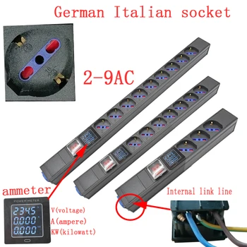 Блок питания PDU Schuko Powerlink с разъемом питания Германия Италия Розетка 2-9 В переменного тока Амперметр с цифровым дисплеем