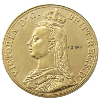 Великобритания 1887 Королева Виктория Великобритания 1 Соверен Позолоченная Копировальная Монета