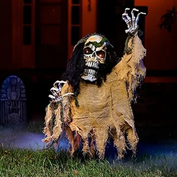 ВЕСЕЛОЕ украшение Хэллоуина Анимированный зомби-разрушитель, реквизит для создания скелета зомби-разрушителя с жутким звуком для