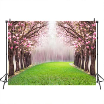 Весенний фон для фотосъемки, Фантазийный цветок, дерево, лес, Фон для дороги, баннер, Свадебное украшение, Фоновая площадка для фотосъемки.