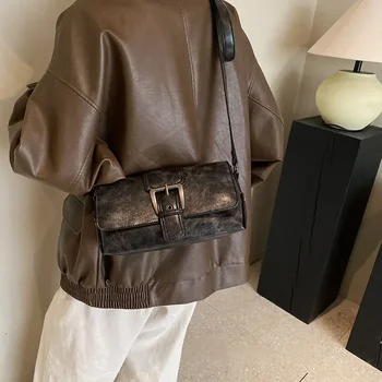 Винтажная коричневая сумка через плечо, женская мода 2024 года, высококачественные сумки подмышками из искусственной кожи для женщин, повседневные простые однотонные винтажные сумки