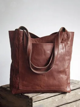 Внутренний карман на молнии Женские сумки из мягкой кожи в винтажном стиле с открытой внешней застежкой Сумки через плечо
