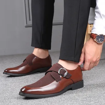 Высококачественная мужская официальная обувь, Мужские кожаные модельные туфли-оксфорды, Модная деловая мужская обувь, свадебные туфли с острым носком, лоферы, Размер 38-46