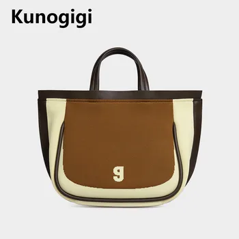 Горизонтальная маленькая нишевая сумка KUNOGGI Maillard коричневая женская ручная сумка через плечо