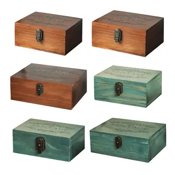 Деревянный ящик для хранения с крышкой, футляр для ювелирных изделий, держатель, органайзер, сундук на память, деревянная шкатулка в ретро-стиле для браслетов, ожерелий для рукоделия