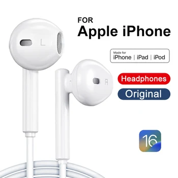 Для Apple iPhone 15 Pro Max Оригинальные наушники iPhone 14 13 12 11 X XS XR 7 8 Plus Bluetooth проводные наушники Аксессуары для телефонов