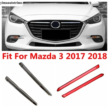 Для Mazda 3 2017 2018 Передняя решетка капота Решетка Гоночная полоса Декоративная Отделка крышки Подходит ABS Хром/красный Аксессуары Внешний комплект