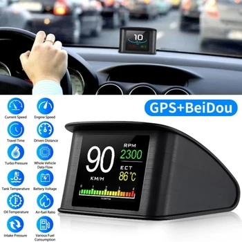 Для безопасности автомобиля T600 Head Up Display Auto OBD2 GPS Компьютер, автомобильный цифровой OBD Спидометр для вождения, Пробег, Топливо, Напряжение, Температура