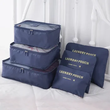 Дорожная домашняя сумка из шести частей для хранения багажа, органайзер для хранения одежды, органайзер для багажа, водонепроницаемые сумки, пригодные для вторичной переработки