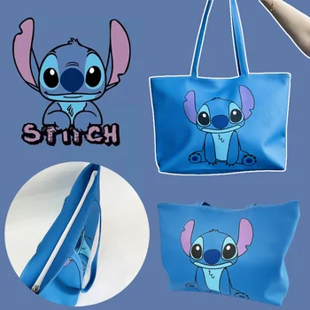 Женская сумка Disney Stitch для покупателей, модные сумки на молнии, кожаные Водонепроницаемые сумки через плечо, сумки через плечо большой емкости, женские сумки через плечо