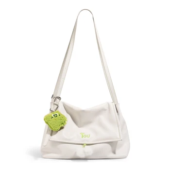 Женская сумка TOUTOU с магнитной застежкой большой емкости и мягкими меховыми аксессуарами, сумки через плечо для работы и учебы