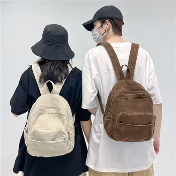 Женский вельветовый рюкзак в стиле средней школы в корейском стиле в стиле ретро, простой мини-рюкзак для женщин