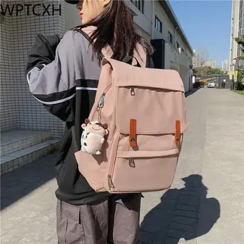 Женский рюкзак, школьная сумка, рюкзаки-раскладушки для девочек, большая вместительная сумка для компьютера унисекс, однотонный рюкзак, женские сумки через плечо
