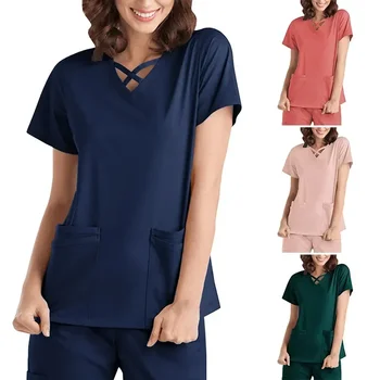 Женщины носят стильные комплекты медицинской одежды, медицинские костюмы, больничную форму, топы и брючные костюмы для медсестер, однотонную хирургическую униформу