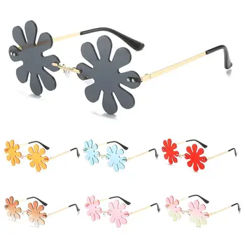 Забавные пляжные цветочные линзы для вечеринки, модные солнцезащитные очки, снежинки, солнцезащитные очки в форме цветка, фото-очки