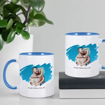 Индивидуальная кофейная кружка для пар с фотографиями и названиями, 11 унций, Персонализированные керамические кружки, подарки для него, чашка чая для парня, девушки