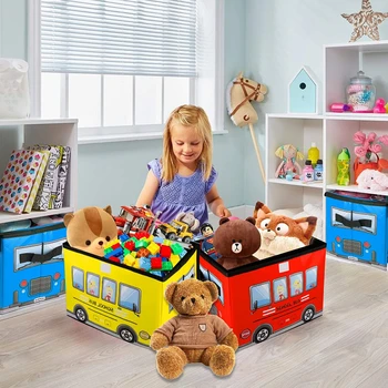 Коробка для хранения детских игрушек с мультяшным автомобилем, коробка для хранения одежды, коробка для организации хранения