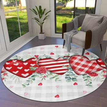 Круглый коврик Red Love на День Святого Валентина Ковры для гостиной Большой коврик для украшения дома Спальни детской комнаты