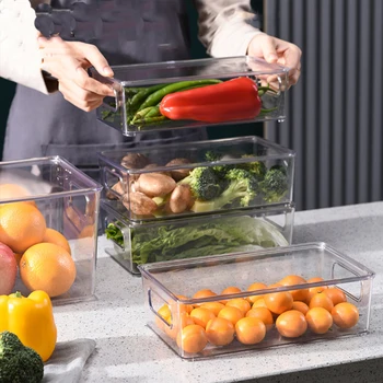 Кухонный Холодильник Ящик для хранения замороженных Продуктов Прозрачный Органайзер Складываемая Корзина для хранения Органайзер для сортировки Овощей и фруктов
