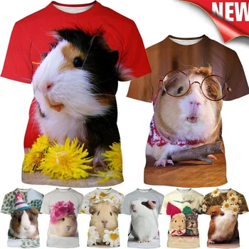 Летняя футболка с 3D-принтом морской свинки, унисекс, повседневная мужская и женская футболка с короткими рукавами и круглым вырезом