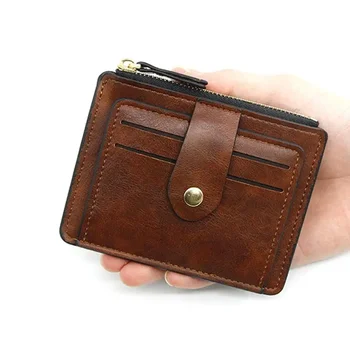Маленький мужской кошелек-держатель для кредитных ID-карт, мужской тонкий кожаный кошелек с карманом для монет, кошелек для мужчин и женщин