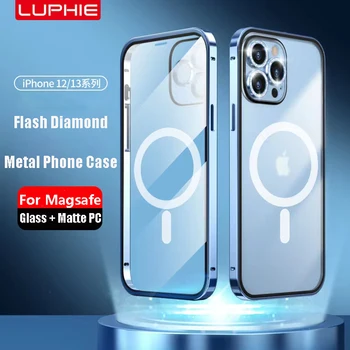 Металлический Магнитный Чехол Для Телефона iPhon 12 13Pro Max Magsafe Для Iphone 13 Алюминиевые Защитные Линзы, Магнитные Чехлы, Беспроводная Зарядка